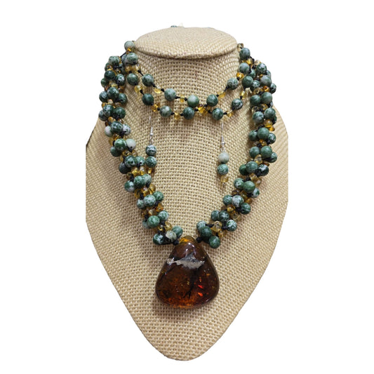 Juego Collar, Aretes y Pulsera Ámbar 050