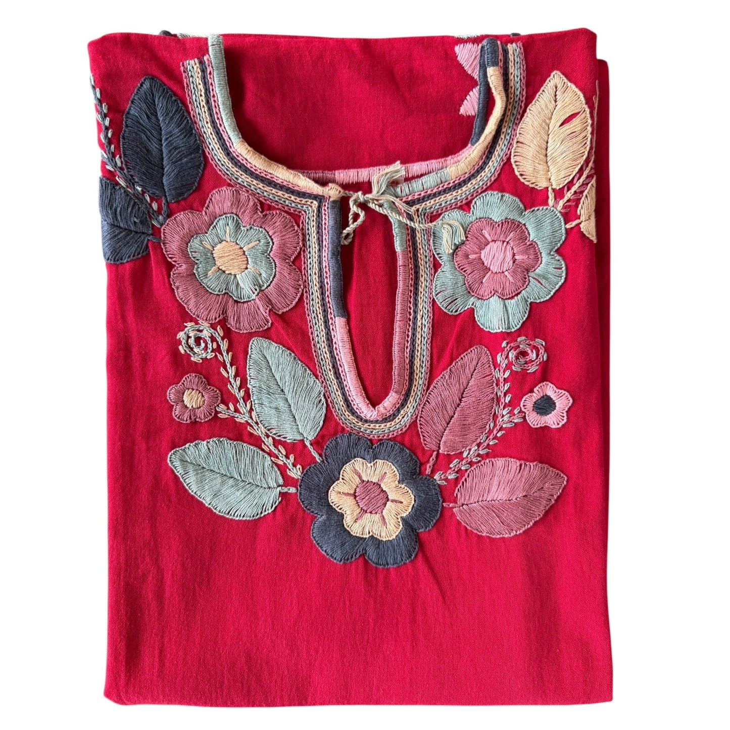 Blusa de manta bordada a mano talla XXL modelo Cadenilla Flor