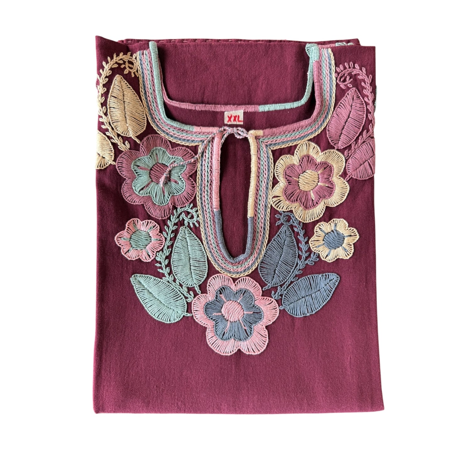 Blusa de manta bordada a mano talla XXL modelo Cadenilla Flor