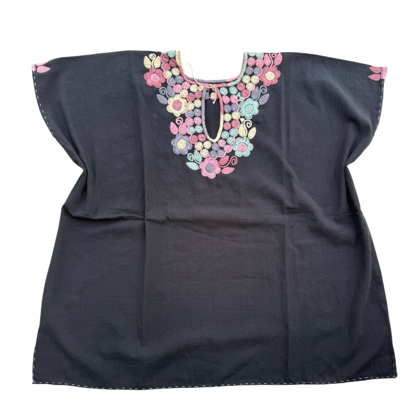Blusa de manta bordada a mano talla XXL modelo Cadenilla Flor