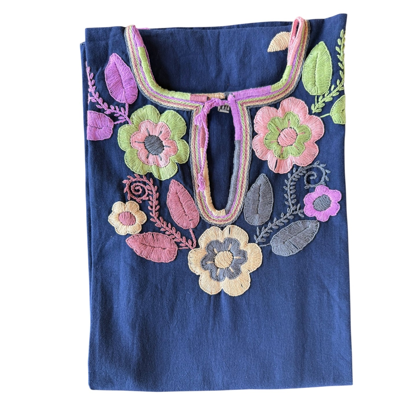 Blusa de manta bordada a mano talla XXL modelo Cadenilla Flor