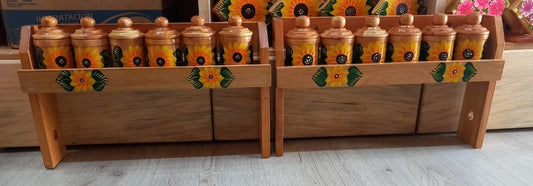 PAQUETE de 6 Especieros de Madera Pintados Mexicanos