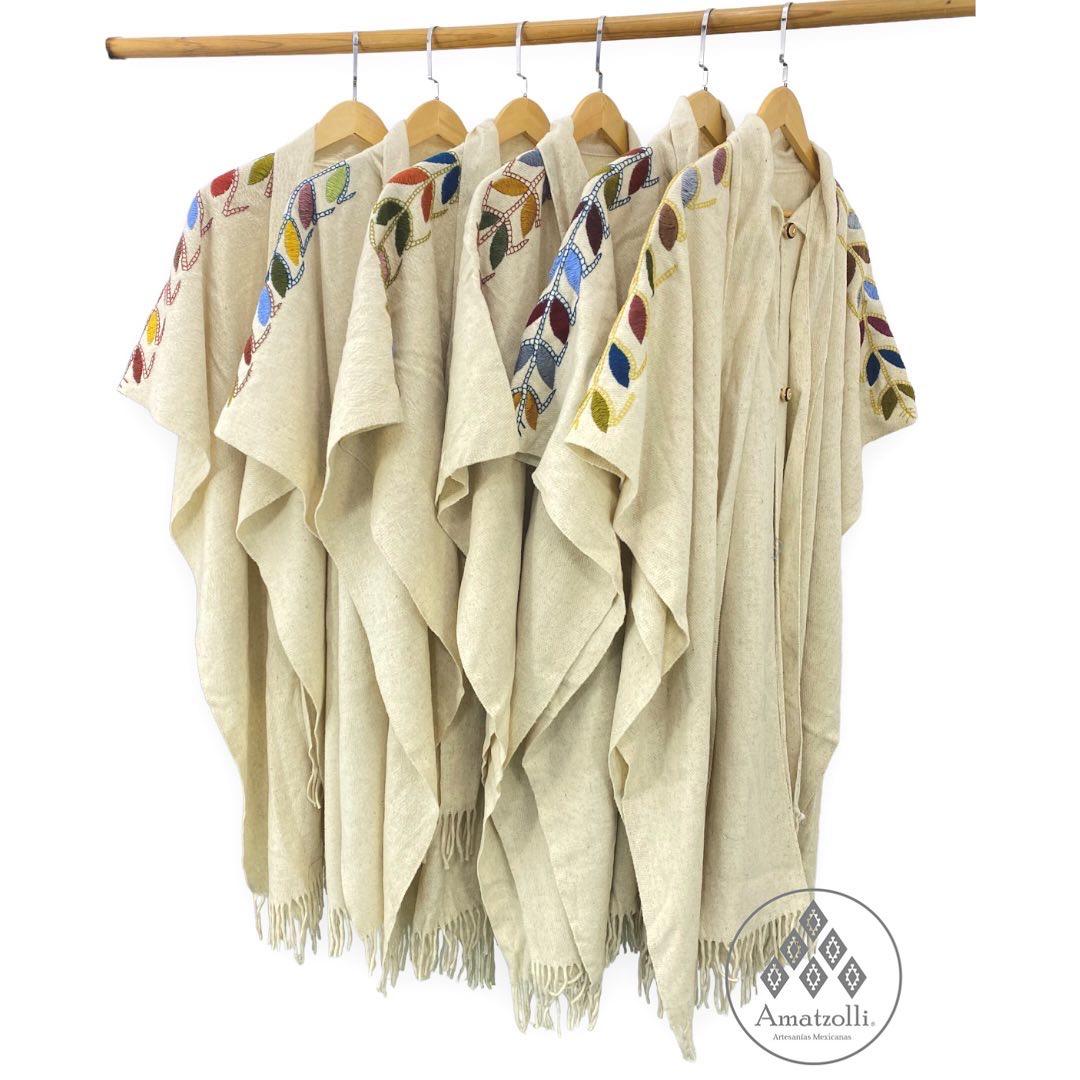 Poncho Unisex Bordado Mexicano modelo Mazorca