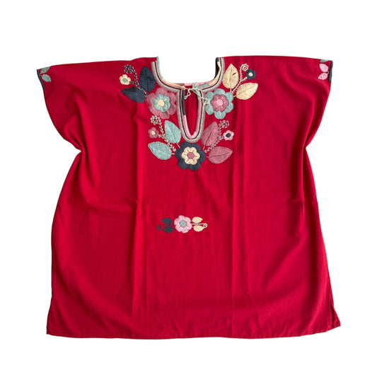 Blusa de manta bordada a mano talla XXL modelo Cadenilla Flor