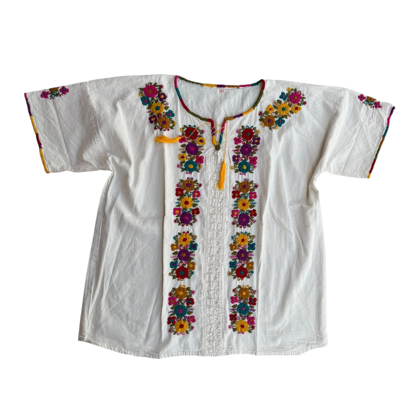 Blusa de manta bordada a mano talla XXL