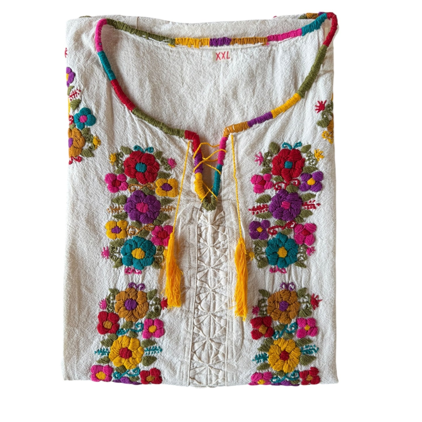 Blusa de manta bordada a mano talla XXL