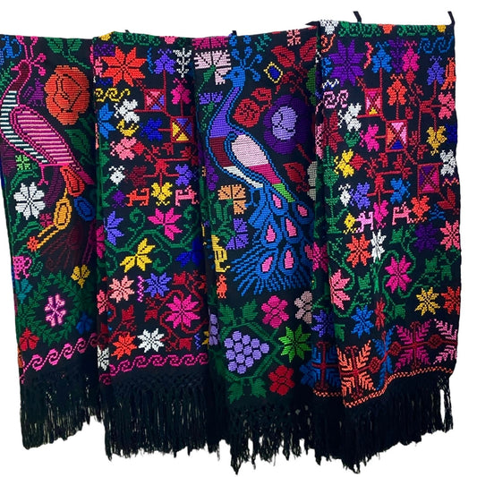 Rebozo de Algodón Bordado Mexicano modelo Cruz