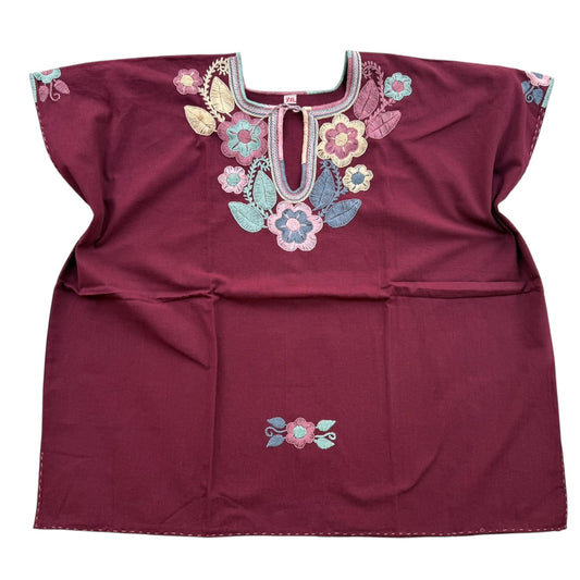 Blusa de manta bordada a mano talla XXL modelo Cadenilla Flor