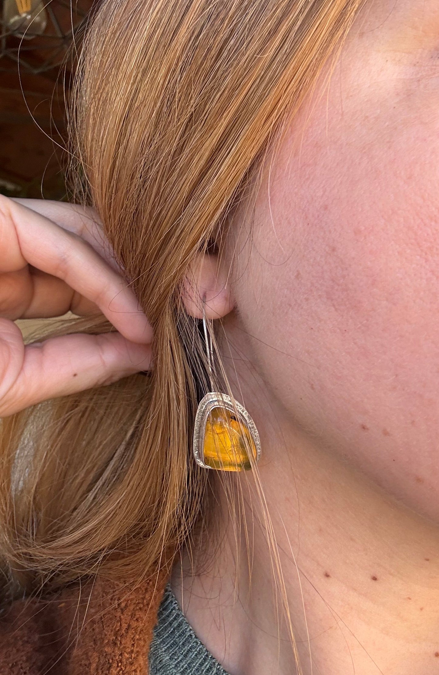 Arete de Plata 925 y Ámbar de primera