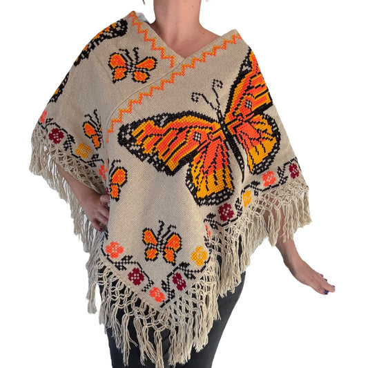 Mañanita Artesanal Bordado a mano Mariposa Monarca