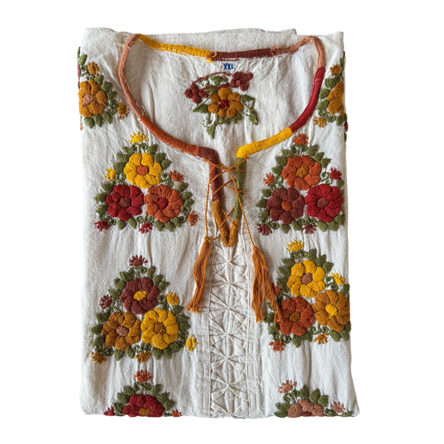 Blusa de manta bordada a mano talla XXL