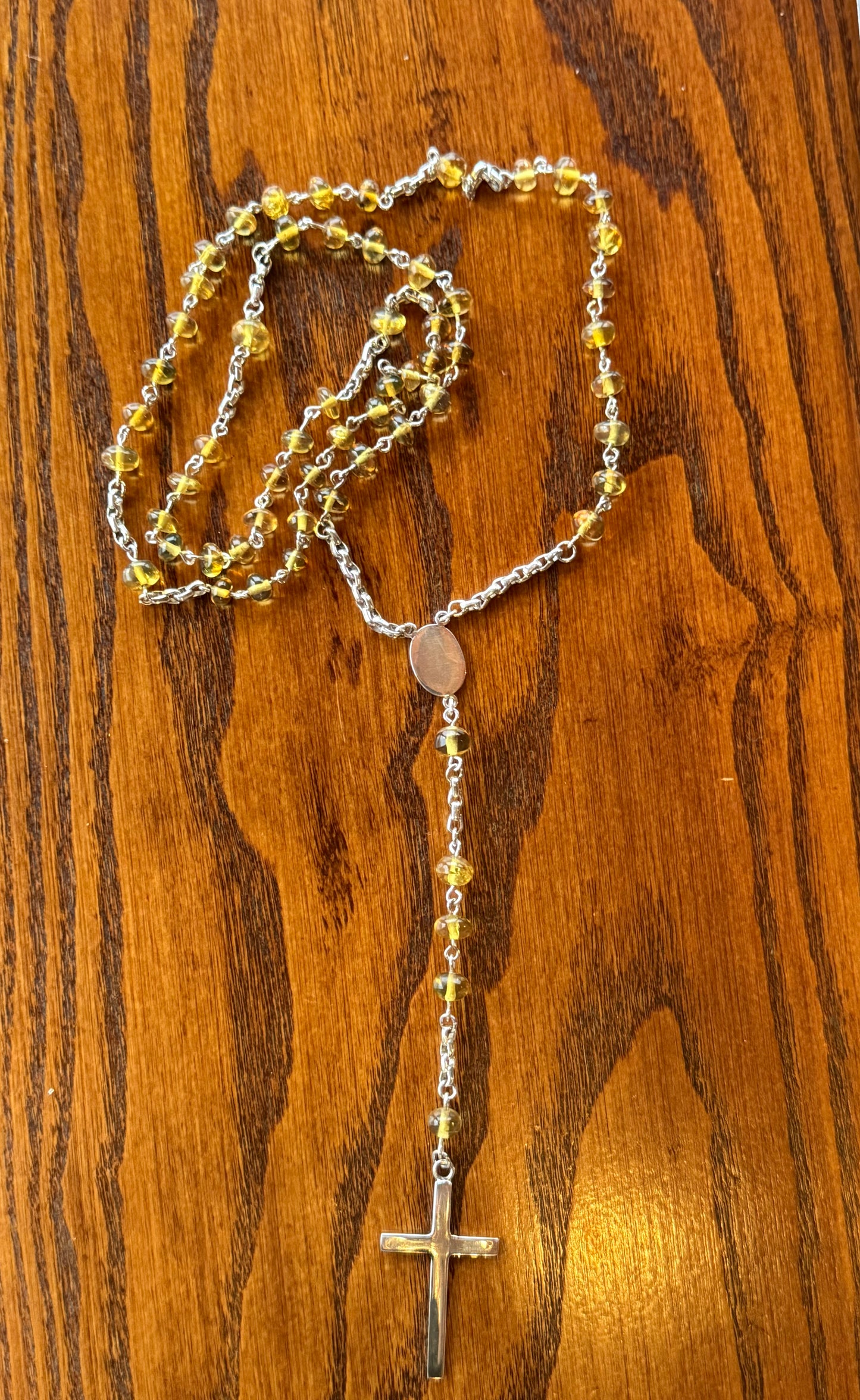 Rosario Collar Plata 925 y Ámbar de primera