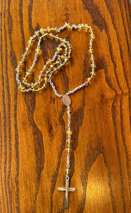 Rosario Collar Plata 925 y Ámbar de primera