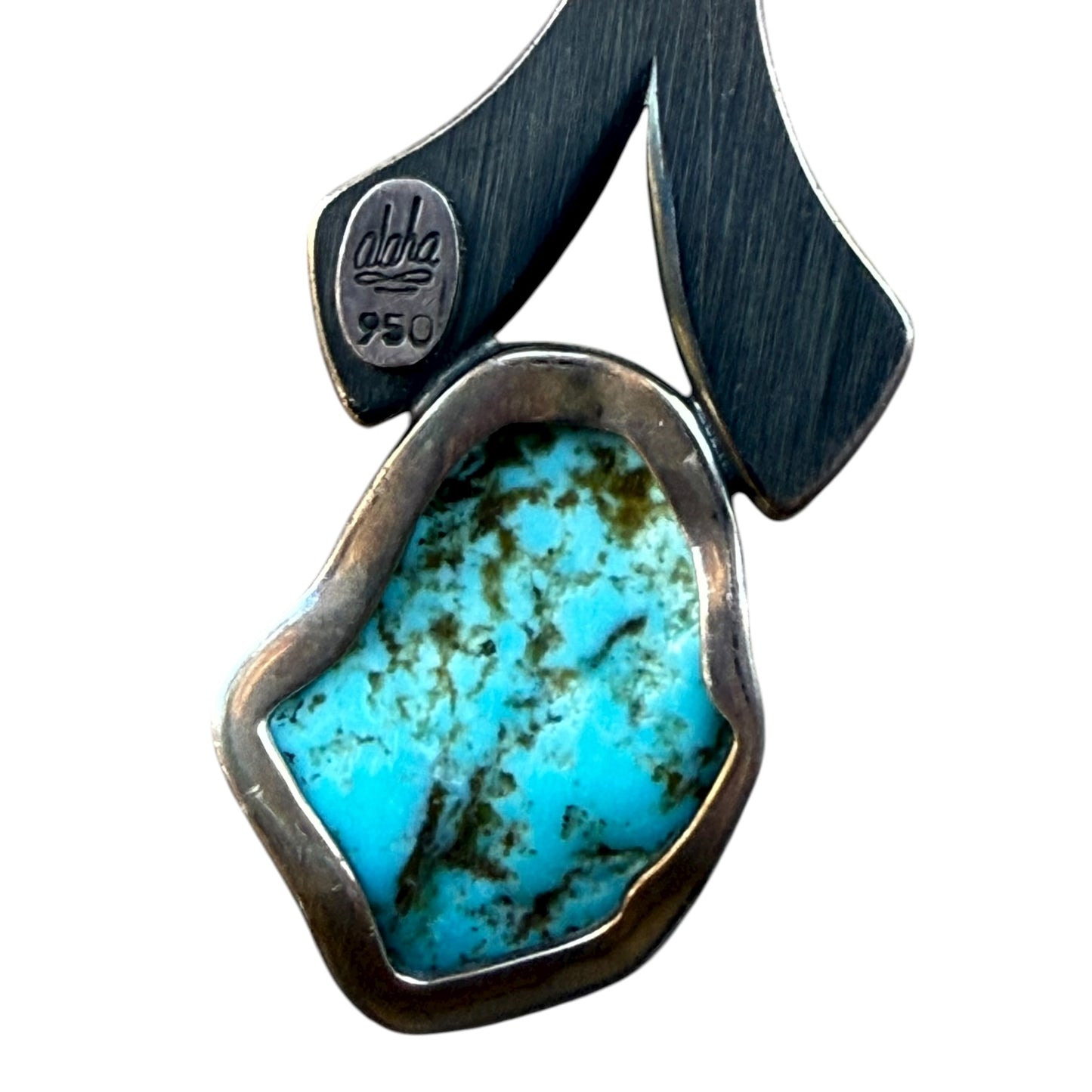 Arete de Plata 950 y Turquesa Natural y ámbar de primera