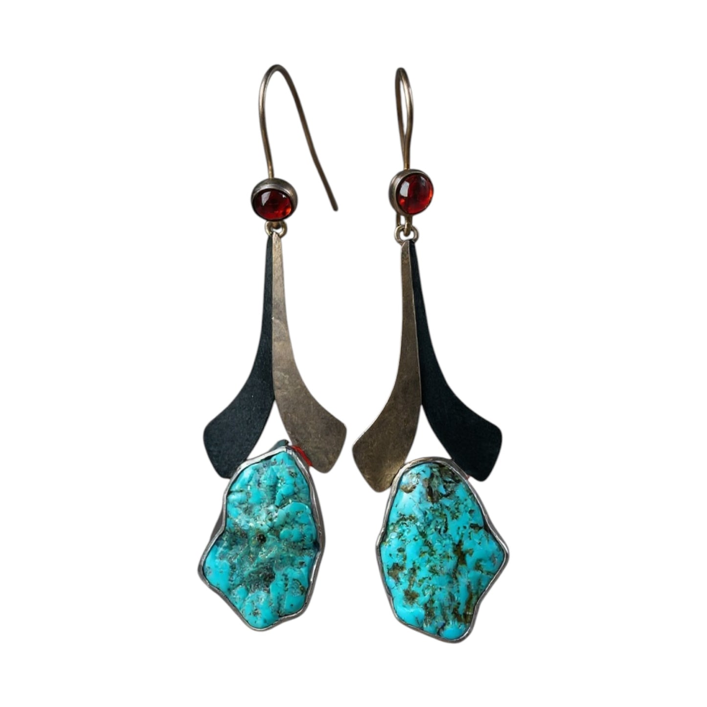 Arete de Plata 950 y Turquesa Natural y ámbar de primera