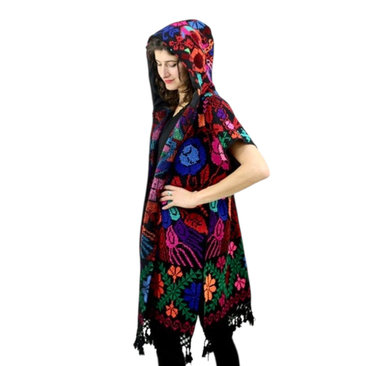 Poncho de Algodón Bordado Mexicano modelo Juanita