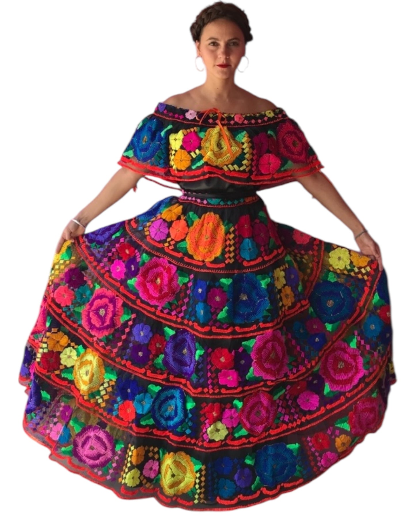 Traje Típico Artesanal Mexicano De Gala Bordado A Mano