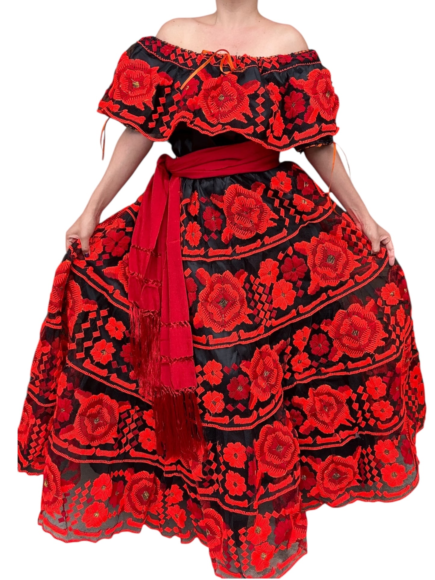 Traje Típico Artesanal Mexicano De Gala Bordado A Mano