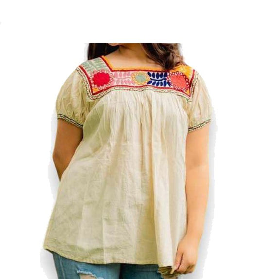 Blusa Artesanal Mexicana modelo Coralita Rococó