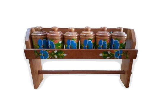 PAQUETE de 6 Especieros de Madera Pintados Mexicanos