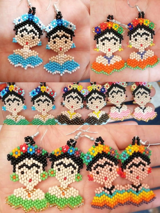 Aretes Mexicanos de Chaquira modelo Frida