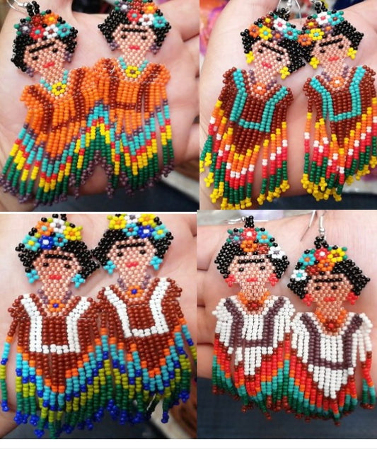 Arete Mexicano de Chaquira modelo Frida Grande