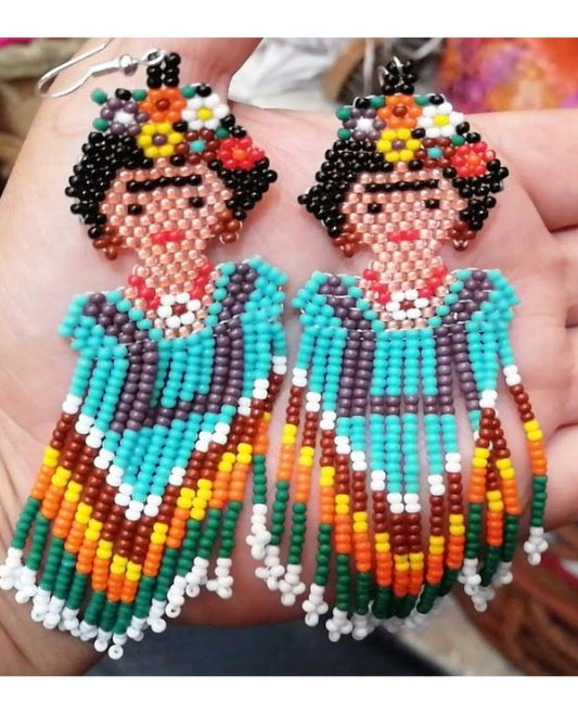 Arete Mexicano de Chaquira modelo Frida Grande