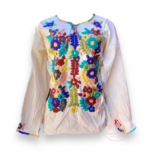 Blusa Artesanal Mexicana modelo Hortensia