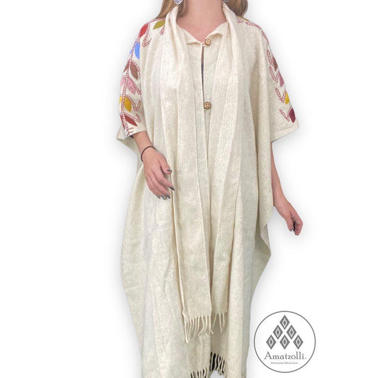 Poncho Unisex Bordado Mexicano modelo Mazorca