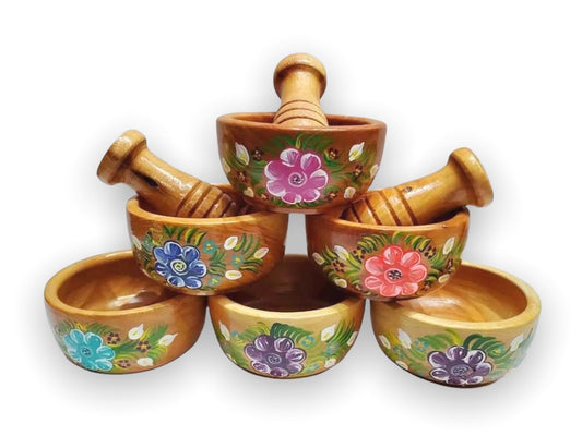 Molcajete de Madera Pintados Mexicanos