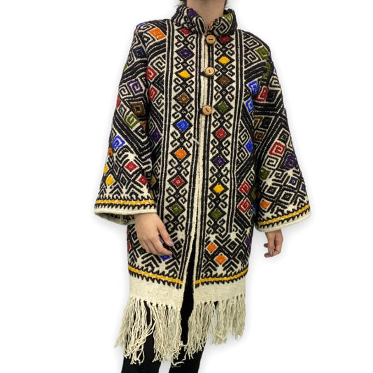 Abrigo Sobretodo De Lana Artesanal Mexicano modelo Okontó